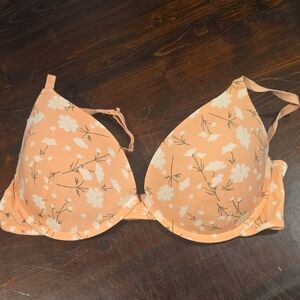 Flirtitude Pushup Bra - Peach Floral Daisy Print 36B